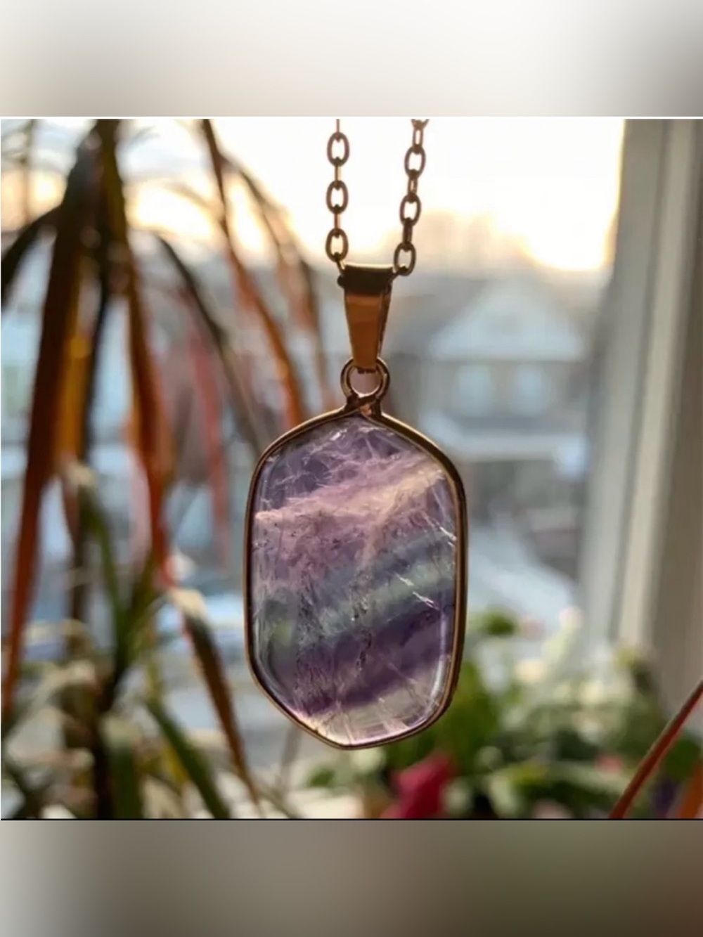 Rainbow Fluorite Pendant Necklace